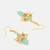 Gold plated kundan green stones earrings