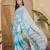 Women's sky blue chiffon embellished saree with unstitched blouse piece