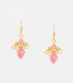 Gold plated kundan pink stones earrings