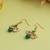 Gold plated kundan green stones earrings