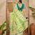 Women's parrot green chiffon embellished saree with unstitched blouse piece