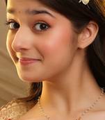 Gold plated kundan maroon stones necklace