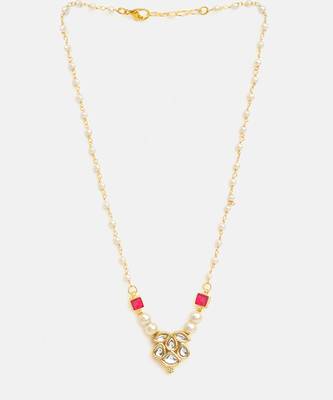 Gold plated kundan maroon stones necklace 3