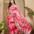 Women's pink chiffon embellished saree with unstitched blouse piece