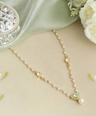 Gold plated kundan green stones necklace 2