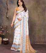 White cotton lilen digital printewith blouse