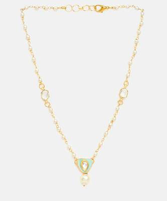 Gold plated kundan green stones necklace 3