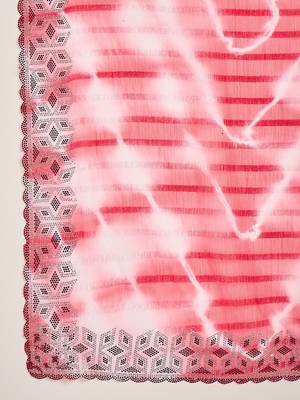 Women's pink chiffon embellished saree with unstitched blouse piece 5