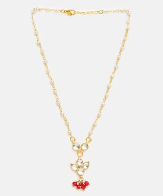Gold plated kundan maroon stones necklace 3