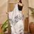 Women's off white satin printed saree with unstitched blouse piece