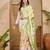 Women's pista satin printed saree with unstitched blouse piece