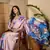 Women's multi satin printed saree with unstitched blouse piece