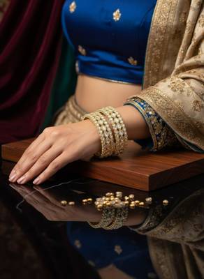 Teardrop stone-encased gold bangles 5
