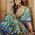Women's multi satin printed saree with unstitched blouse piece