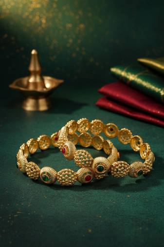 Temple-style filigree bangles with enamel accents