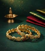 Temple-style filigree bangles with enamel accents