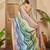 Women's multi satin printed saree with unstitched blouse piece