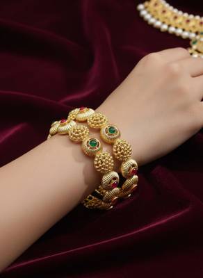 Temple-style filigree bangles with enamel accents 4