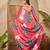 Women's red satin printed saree with unstitched blouse piece