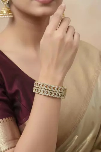 V-shaped chevron crystal bangles