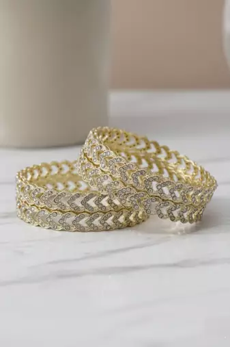 V-shaped chevron crystal bangles