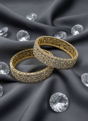 Intricate lattice-work crystal bangles 1