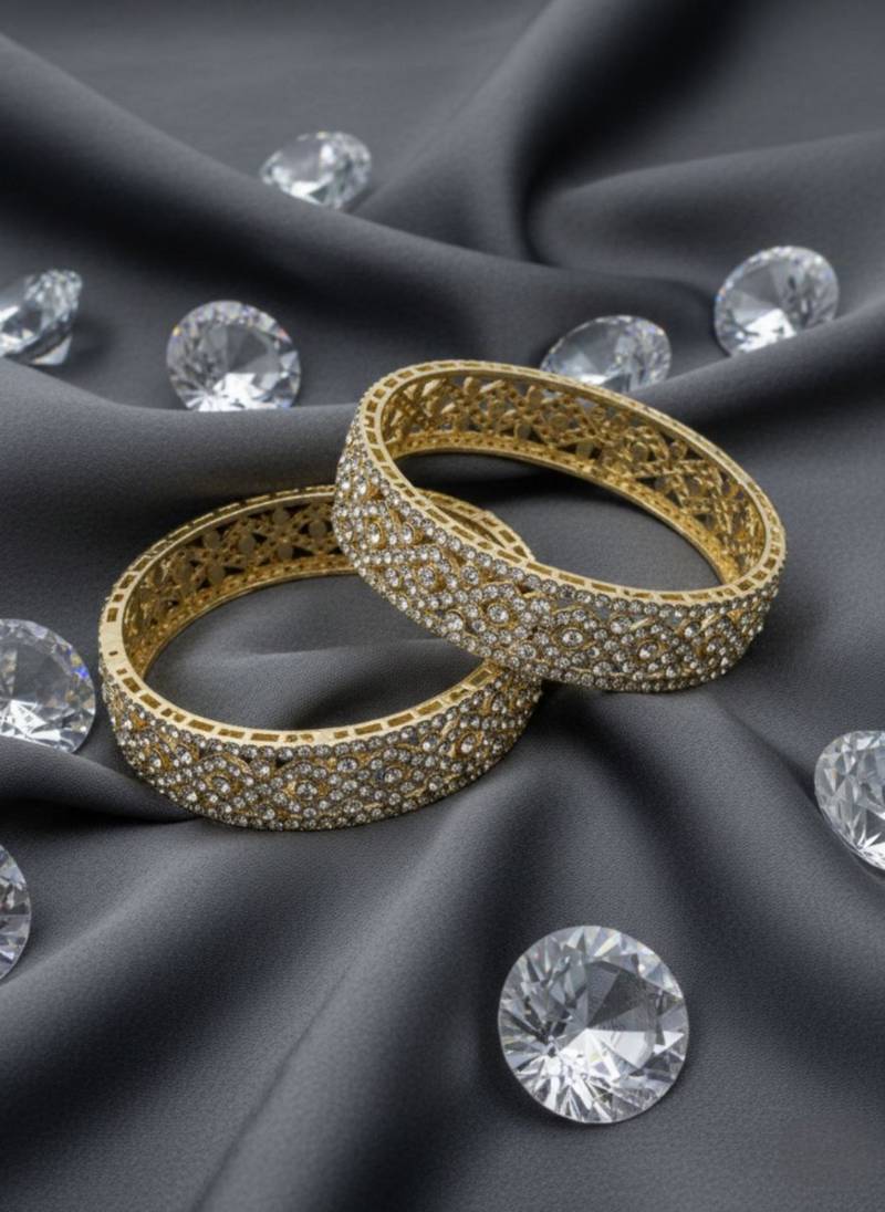 Intricate lattice-work crystal bangles