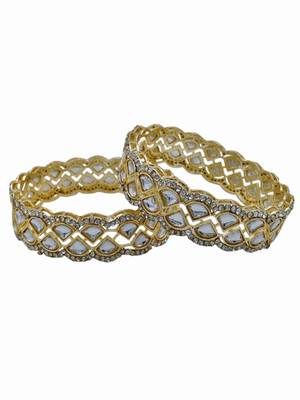 Wave-patterned kundan infinity bangles 1