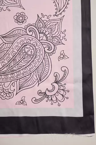 Women's pink satin printed saree with unstitched blouse piece