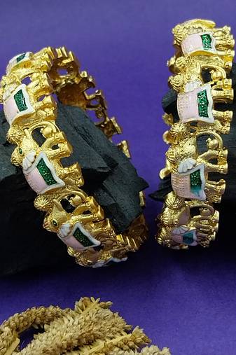 Painted elephant enamel kada