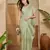 women's pista silk blend chiffon swaroski work saree with unstitched blouse piece