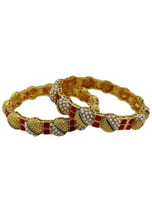 Festive red & pearl beaded bangles 2