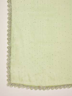 women's pista silk blend chiffon swaroski work saree with unstitched blouse piece 5