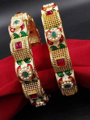Garden-motif meenakari wedding bangles 1