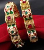 Garden-motif meenakari wedding bangles