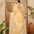 women's yellow silk blend chiffon swaroski work saree with unstitched blouse piece