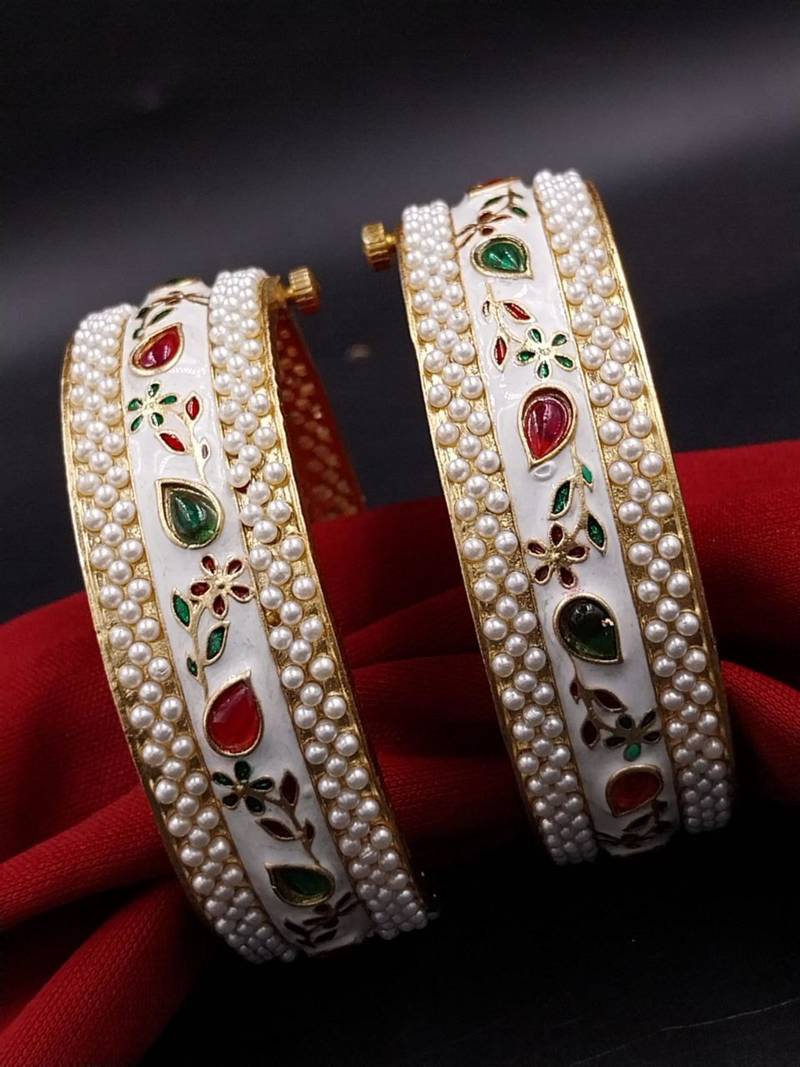 Pearl-encrusted floral vine bangles