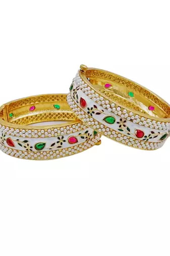 Pearl-encrusted floral vine bangles