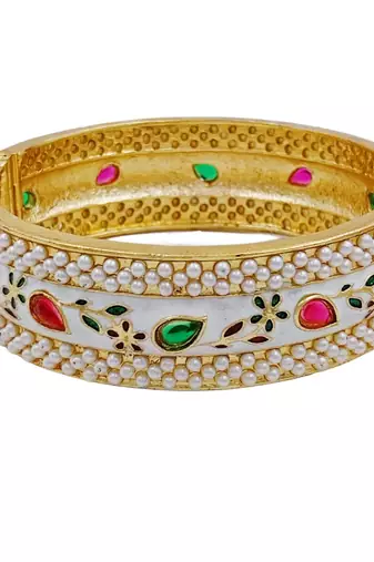 Pearl-encrusted floral vine bangles