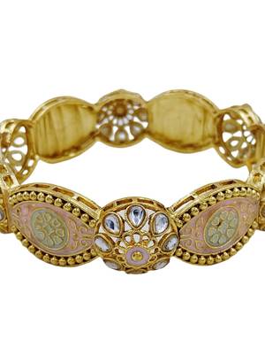 Peach medallion kundan infinity bangles 3
