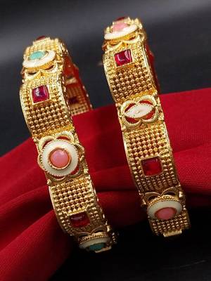 Textured gold geometric stone kadas 1