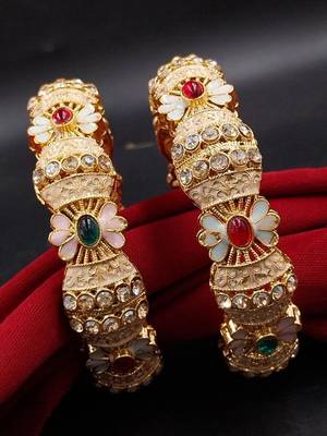 Tiered crystal & floral heritage bangles 1