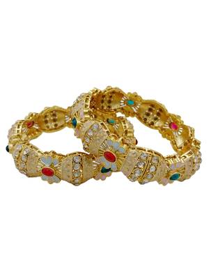 Tiered crystal & floral heritage bangles 2