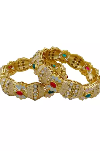 Tiered crystal & floral heritage bangles