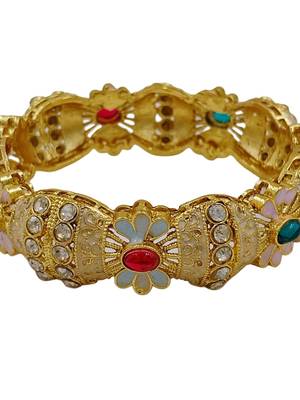 Tiered crystal & floral heritage bangles 3