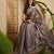 women's grey silk blend chiffon swaroski work saree with unstitched blouse piece