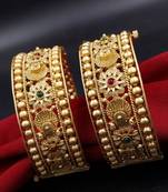 Antique gold floral kada bangles