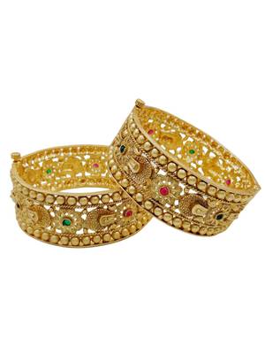 Antique gold floral kada bangles 2