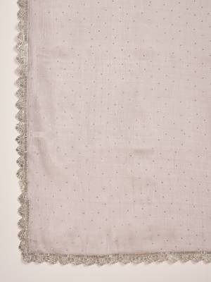 women's grey silk blend chiffon swaroski work saree with unstitched blouse piece 5