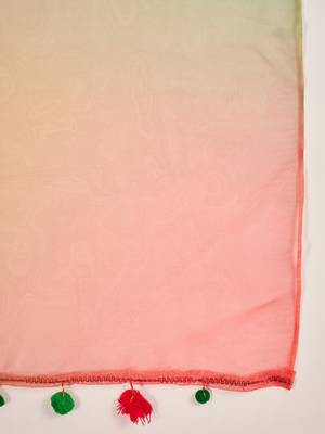 Women's multi organza printed saree with unstitched blouse piece 5